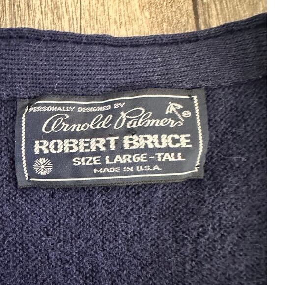 Vintage Arnold Palmer Robert Bruce Men's Blue Cardigan Sweater Size Large Tall - Picture 3 of 7